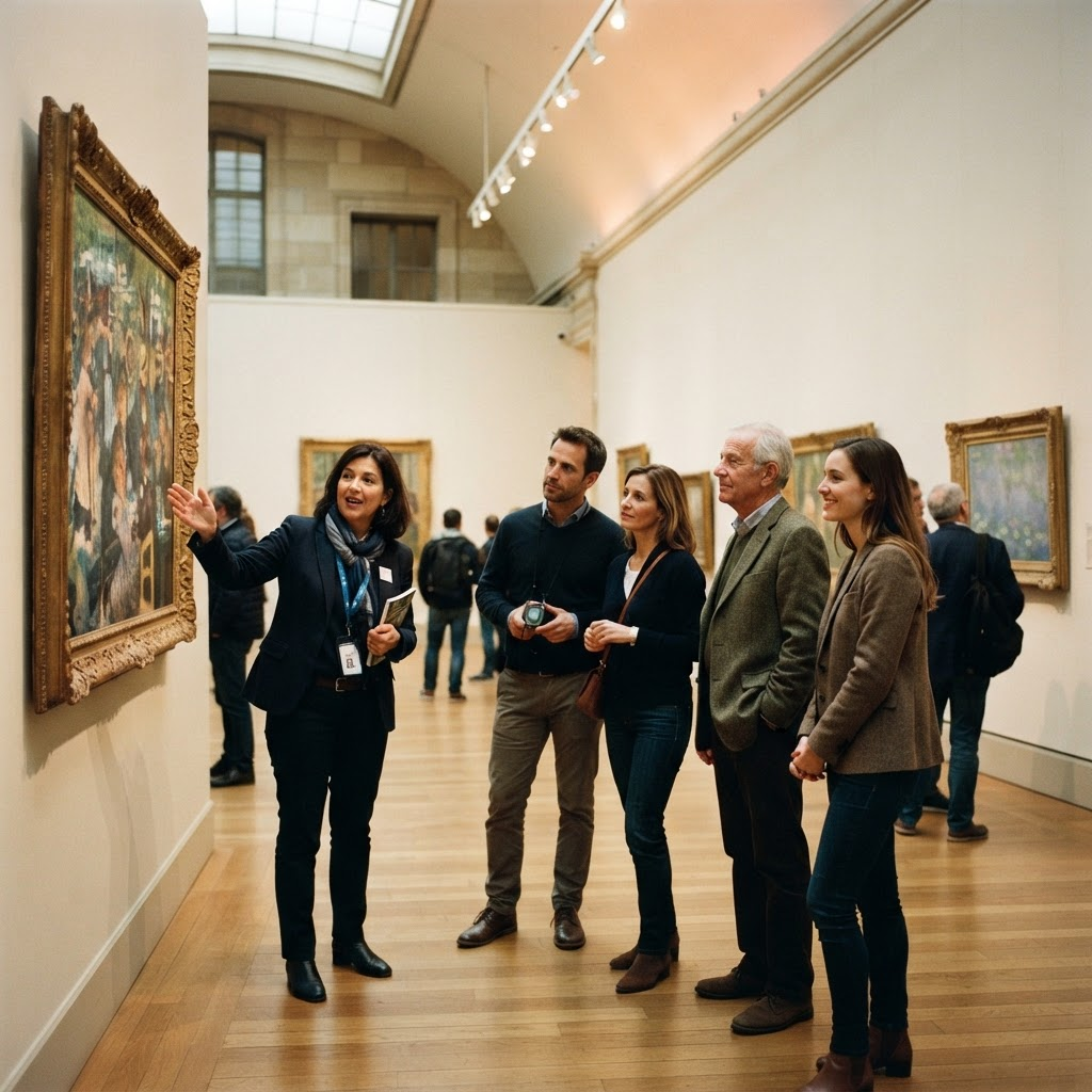 Besuchergruppe in einem Kunstmuseum