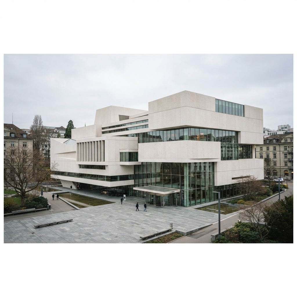Zeitgenössische Museumsarchitektur mit geometrischer Fassade
